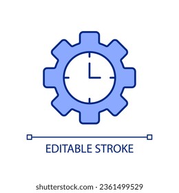 Performance time RGB color icon. Time management in production. Workflow control. Manage productivity. Isolated vector illustration. Simple filled line drawing. Editable stroke. Arial font used