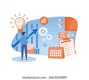 Performance tools and software solutions abstract concept. Business intelligence, innovative solution, data analysis. flat vector modern illustration 