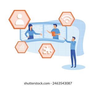 Performance tools and software solutions concept. Business intelligence dashboard, innovative solution, data analysis, KPI metaphor. flat vector modern illustration 