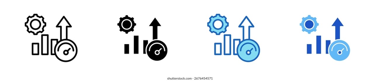 Conjunto de iconos de tendencia de rendimiento Colección de estilos múltiples