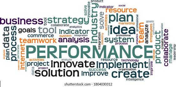 Performance vector illustration word cloud isolated on a white background.