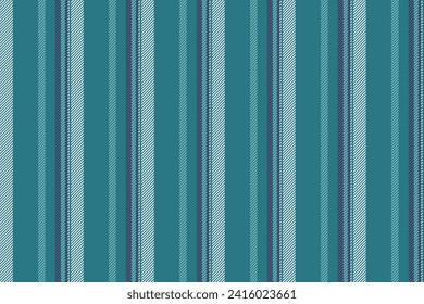 Performance vertical seamless texture, canadian lines fabric pattern. Hotel vector stripe textile background in cyan and white color.