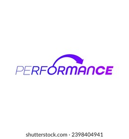 performance word and arrow sign on white background. gradient performance concept