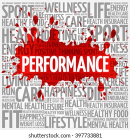 PERFORMANCE word cloud background, health concept