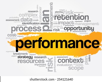 Performance word cloud, business concept