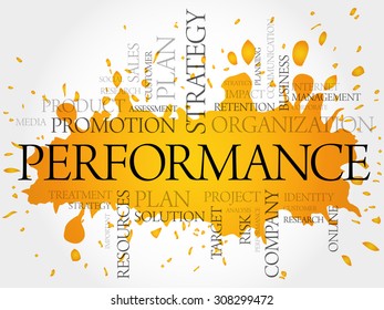 Performance word cloud, business concept