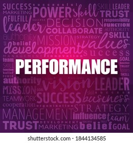 Performance word cloud collage, business concept background