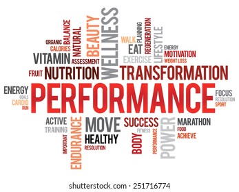 PERFORMANCE word cloud, fitness, sport, health concept