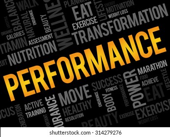 PERFORMANCE word cloud, fitness, sport, health concept