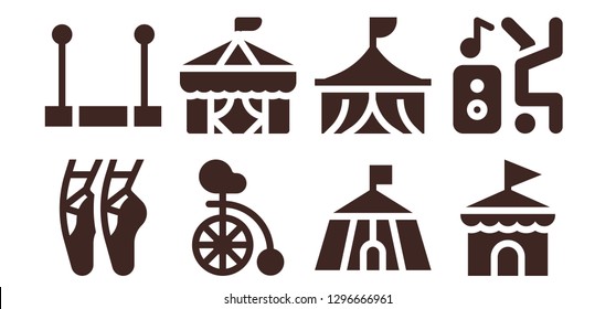  performer icon set. 8 filled performer icons. Simple modern icons about  - Ballet, Trapeze, Unicycle, Circus, Dancer