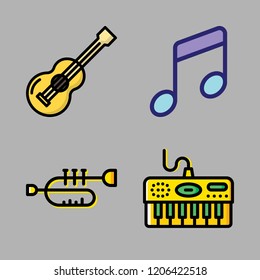 performer icon set. vector set about acoustic guitar, trumpet, music and piano icons set.