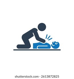 Performing CPR Icon On White Background