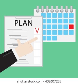 Performing daily work. Daily personal reminder and agenda illustration performance. Management do is success vector