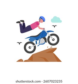 Performing Dangerous Bike Tricks Vector Illustration