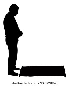 Performing Five Time Prayer, Silhouette Of A Muslim Praying 