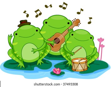 Performing Frogs - Vector