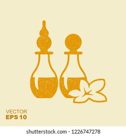 Perfume and Arabic perfume oils. Flat icon with scuffed effect