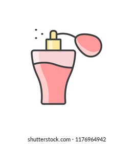Perfume with atomizer colored line icon.