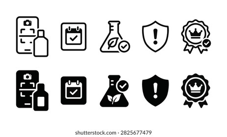 Perfume Auth Line and Solid Icon Pack For App | Verification, Anti Counterfeit, Batch Code, Origin and Quality - Minimal and Editable Vector Icons.
