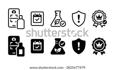 Perfume Auth Line and Solid Icon Pack For App | Verification, Anti Counterfeit, Batch Code, Origin and Quality - Minimal and Editable Vector Icons.