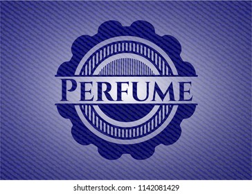 Perfume badge with denim texture