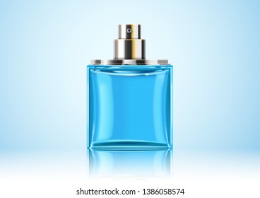 Perfume Bottle, 3d Realistic Illustration. Cosmetic Perfume Aromatic Product For Use Every Day.