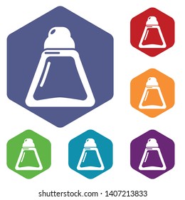 Perfume bottle beauty icons vector colorful hexahedron set collection isolated on white