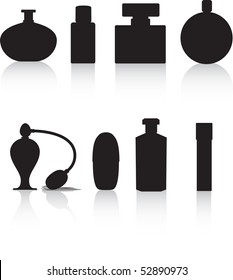 botella de perfume silueta negra ilustración vectorial en blanco