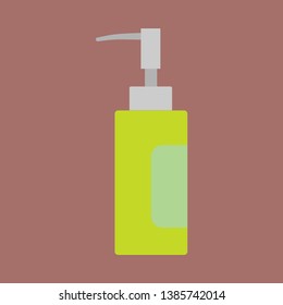 Perfume bottle care cosmetics liquid container vector icon flat. Closeup retro aromatic women green glass sign