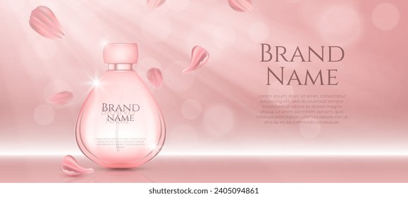 Perfume bottle cosmetic ad vector design in eps 10