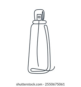 Frasco de perfume desenhado com uma linha. Ilustração vetorial de perfume com linha contínua, ícone minimalista. água de banheiro feminino isolada em um fundo branco. para banner, impressão, convite. arte