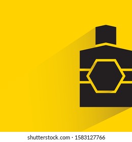 perfume bottle with drop shadow yellow background
