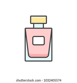 Perfume bottle flat line colored icon.