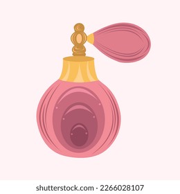 Perfume bottle flat vector illustration. Cute beautiful soft pink perfume bottle cartoon vector illustration for graphic design and decorative element