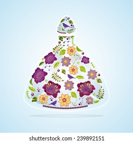 Perfume bottle with floral pattern