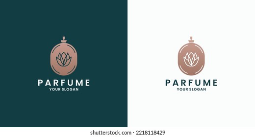 perfume bottle with flower logo design template