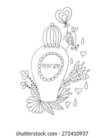 Perfume bottle with flower patterns.