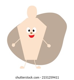 Botella perfumada en forma de personaje con boquilla. Para pegatinas o calcomanías. Ilustración plana.
