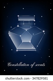 Perfume bottle in the form of constellations in the starry sky