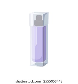 Perfume bottle. Fragrant scent odor in glass package. Toilet water, elegant cosmetic product. Parfum, fragrance, eau de toilette in high long jar. Flat vector illustration isolated on white background