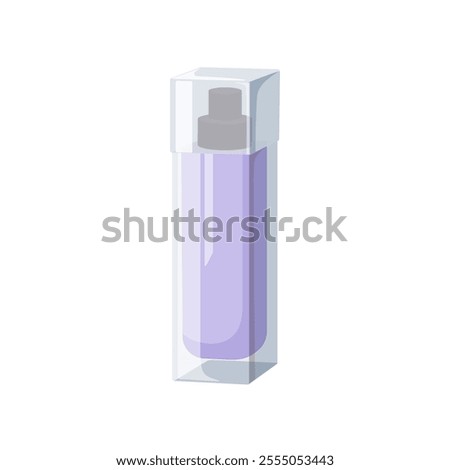 Perfume bottle. Fragrant scent odor in glass package. Toilet water, elegant cosmetic product. Parfum, fragrance, eau de toilette in high long jar. Flat vector illustration isolated on white background