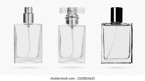 perfume bottle. glass bottle for perfume and perfumery .Vector illustration realistic 3d mockup. svg
