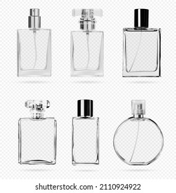 botella de perfume. botella de vidrio para perfume y perfumería .Vector ilustración mockup realista 3d.