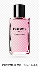 perfume bottle. glass bottle for perfume and perfumery .Vector illustration realistic 3d mockup.
