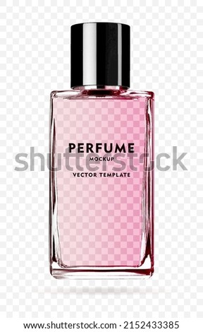 perfume bottle. glass bottle for perfume and perfumery .Vector illustration realistic 3d mockup.