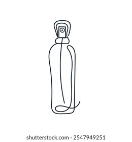 Botella de perfume dibujada a mano con línea continua. Icono minimalista de Vector con una línea. Botella con estilo