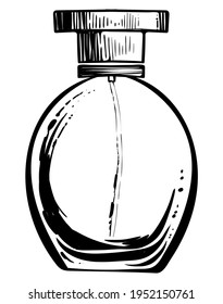 Parfüm-Flasche, handgezeichnet, Vektorgrafik, monoktroyiert