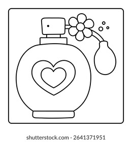 Perfume Bottle with Heart Coloring Page – Cute Line Art for Kids