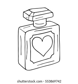 Perfume bottle with heart. Vector illustration.
