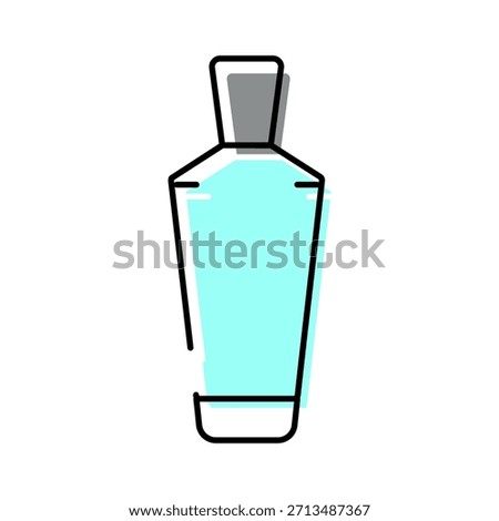 Perfume bottle icon with black outline and teal liquid, minimalist flat design evoking luxury, beauty and personal care for fragrance, cosmetic and lifestyle projects